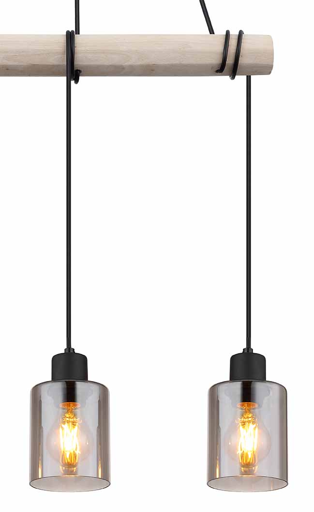 Lampe suspendue rurale en métal noir Globo Hadera – Image 3