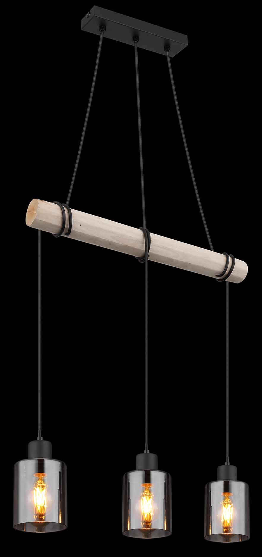 Lampe suspendue rurale en métal noir Globo Hadera – Image 4