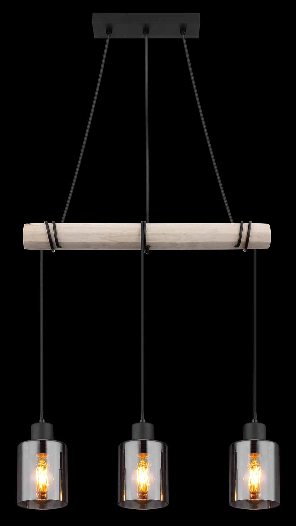 Lampe suspendue rurale en métal noir Globo Hadera – Image 5