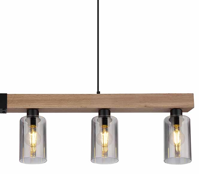 Lampe suspendue rurale en métal noir Globo Hadera – Image 3