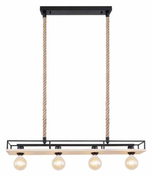 Alternative view of Lampe suspendue rurale en métal noir Globo Trixi