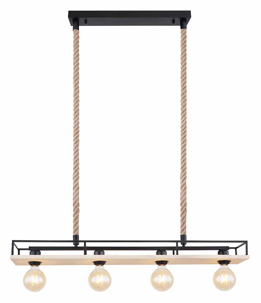 Lampe suspendue rurale en métal noir Globo Trixi – Image 2