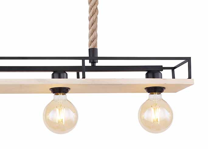 Lampe suspendue rurale en métal noir Globo Trixi – Image 3