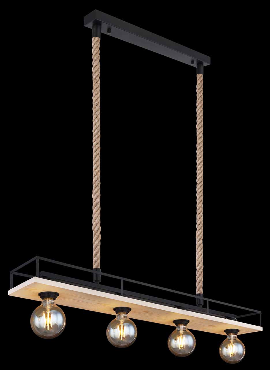 Lampe suspendue rurale en métal noir Globo Trixi – Image 4