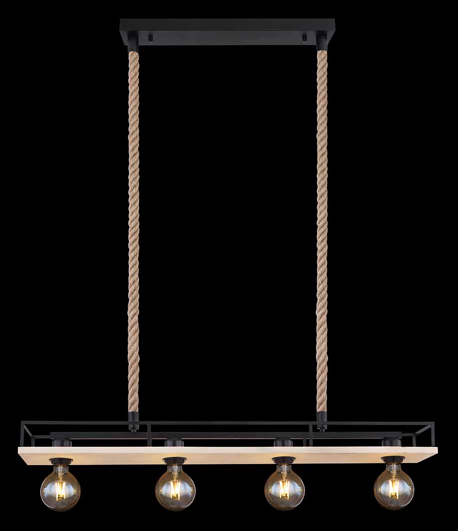 Lampe suspendue rurale en métal noir Globo Trixi – Image 5