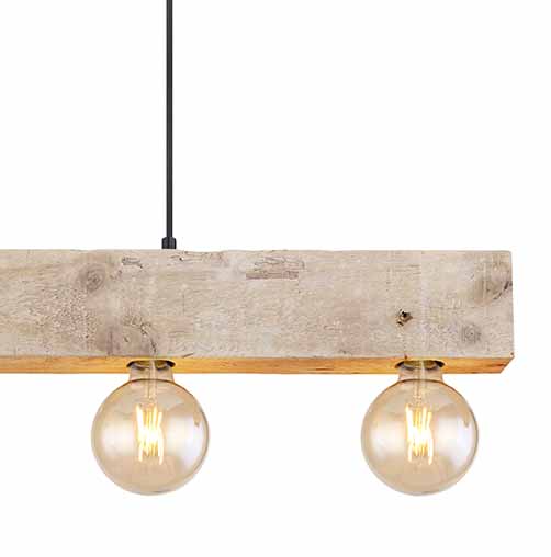 Lampe suspendue rurale longue en métal noir Globo Adalie – Image 3