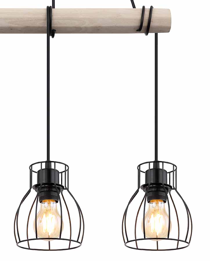 Suspension rustique en métal noir Globo Mina – Image 3