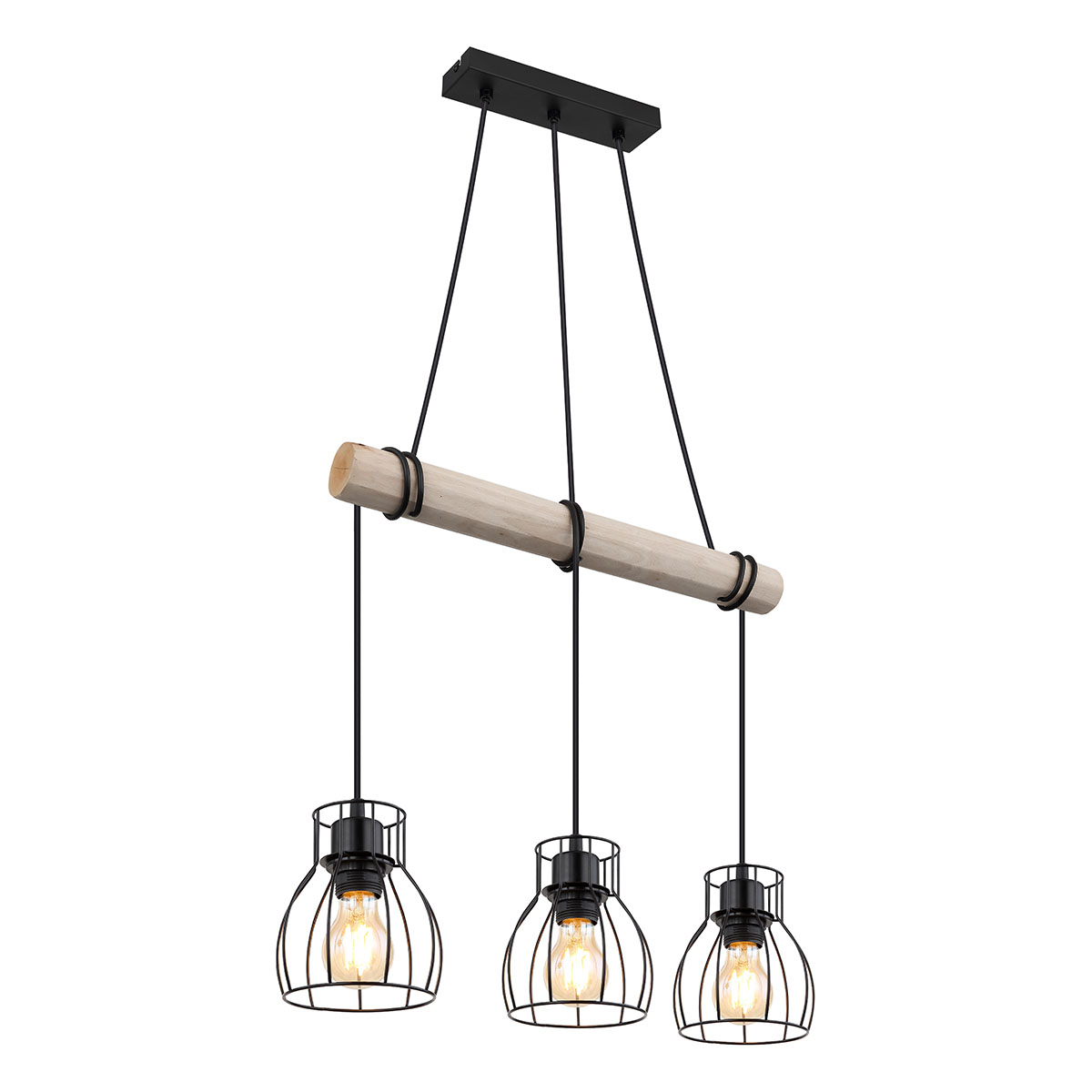 lampe-suspendue-rustique-en-métal-noir-globo-mina-15326-3h