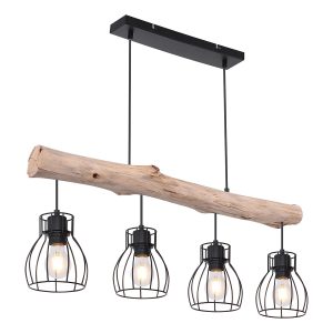 lampe-suspendue-rustique-en-métal-noir-globo-mina-15326-4n