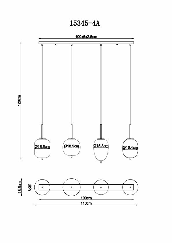 Suspension moderne en métal laiton Globo Blacky I – Image 5