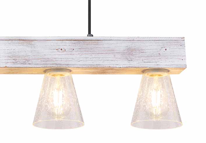 Lampes suspendues rurales en bois transparent Globo Charly – Image 3