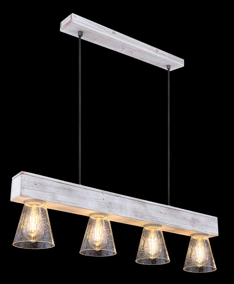 Lampes suspendues rurales en bois transparent Globo Charly – Image 4