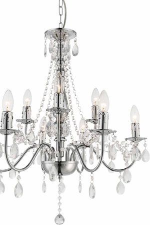Alternative view of Lustre baroque 9 lumières chrome Globo William