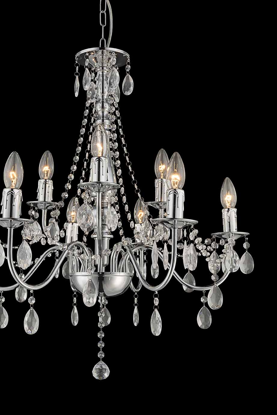 Lustre baroque 9 lumières chrome Globo William – Image 3