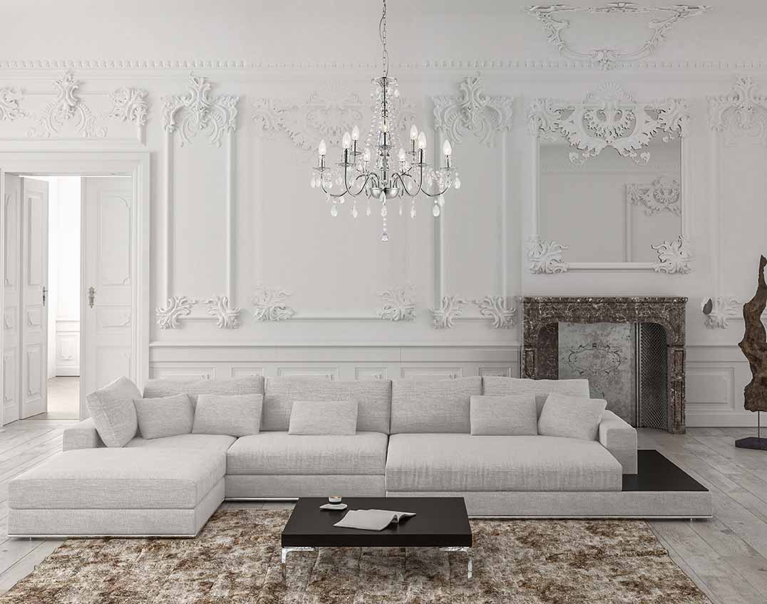 Lustre baroque 9 lumières chrome Globo William – Image 4