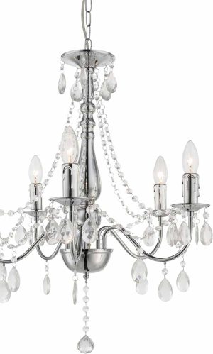 Alternative view of Lustre baroque chrome 5 lumières Globo William