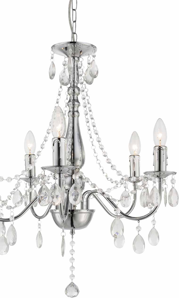 Lustre baroque chrome 5 lumières Globo William – Image 2