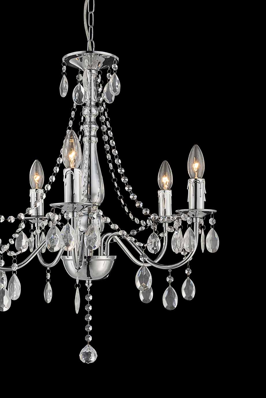 Lustre baroque chrome 5 lumières Globo William – Image 3