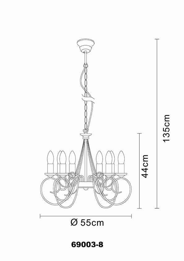 Lustre classique en laiton à 8 lumières Globo Truncatus – Image 2