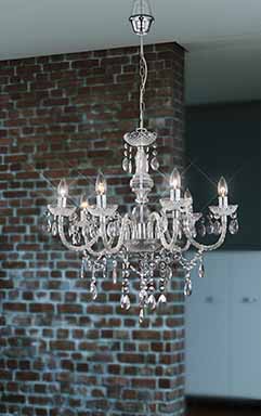 Alternative view of Lustre métal/acrylique 6 lumières chrome Globo Cuimbra I