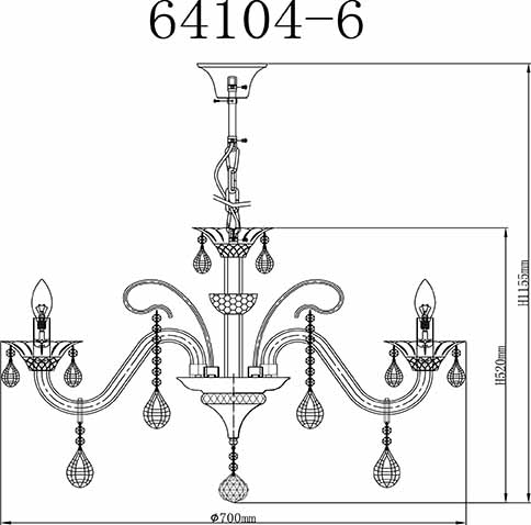 Lustre moderne 6 lumières chrome Globo Dunja – Image 3