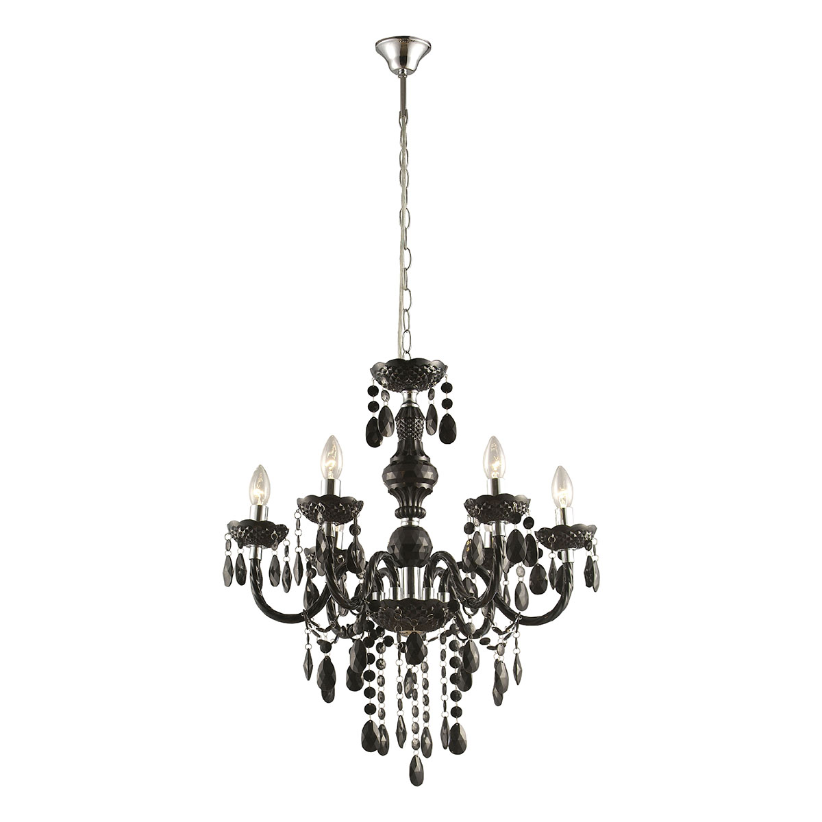 lustre-noir-6-lumières-métal/acrylique-globo-cuimbra-i-63110-6
