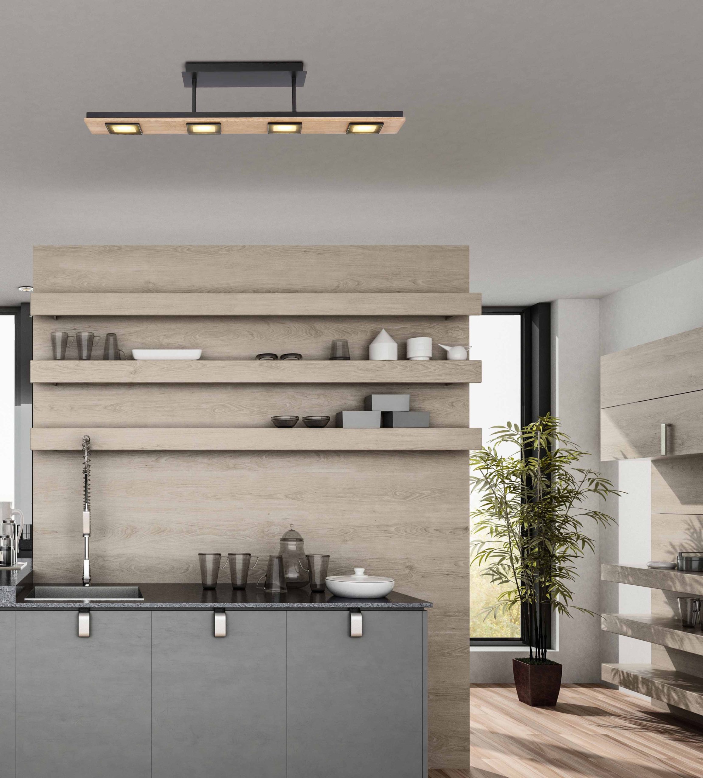 Plafonnier 4 lumières brun/noir horizontal Globo Joya – Image 4