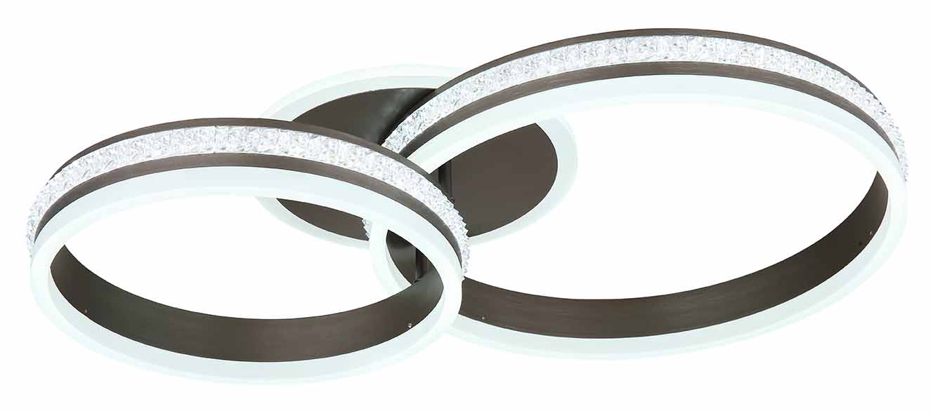 Plafonnier à 2 anneaux nickel/noir cristaux Globo Grouni – Image 4