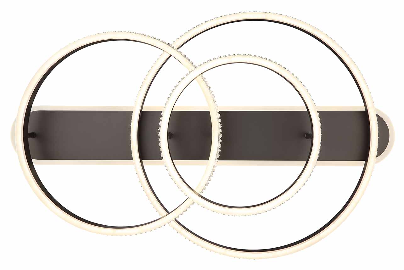 Plafonnier à 3 anneaux nickel/noir cristaux Globo Grouni – Image 3