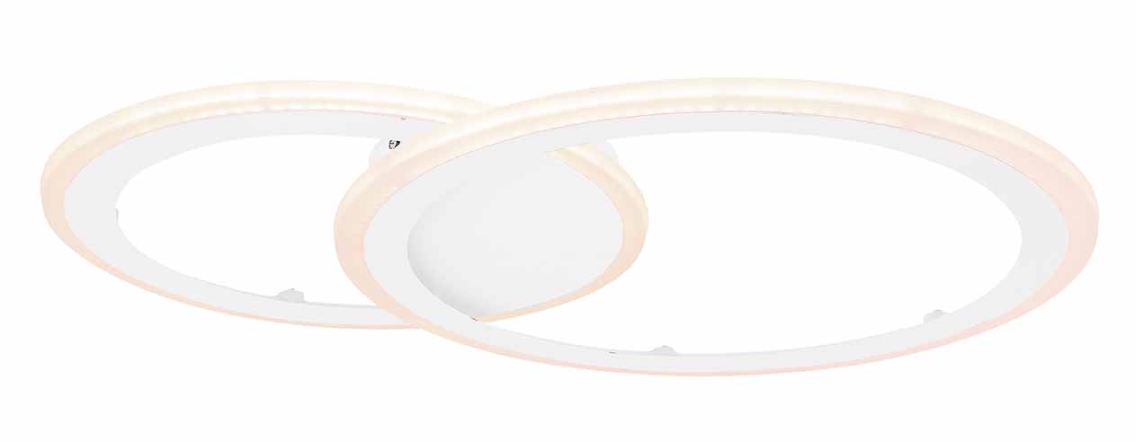 Plafonnier blanc métal/acrylique double anneau Globo Fenna – Image 2