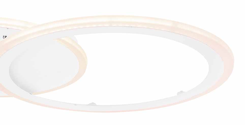 Plafonnier blanc métal/acrylique double anneau Globo Fenna – Image 4