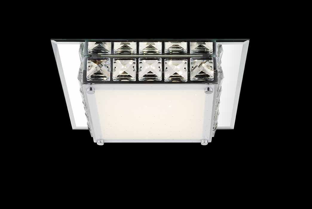 Plafonnier carré glamour chrome/cristal acrylique Globo Margo – Image 2