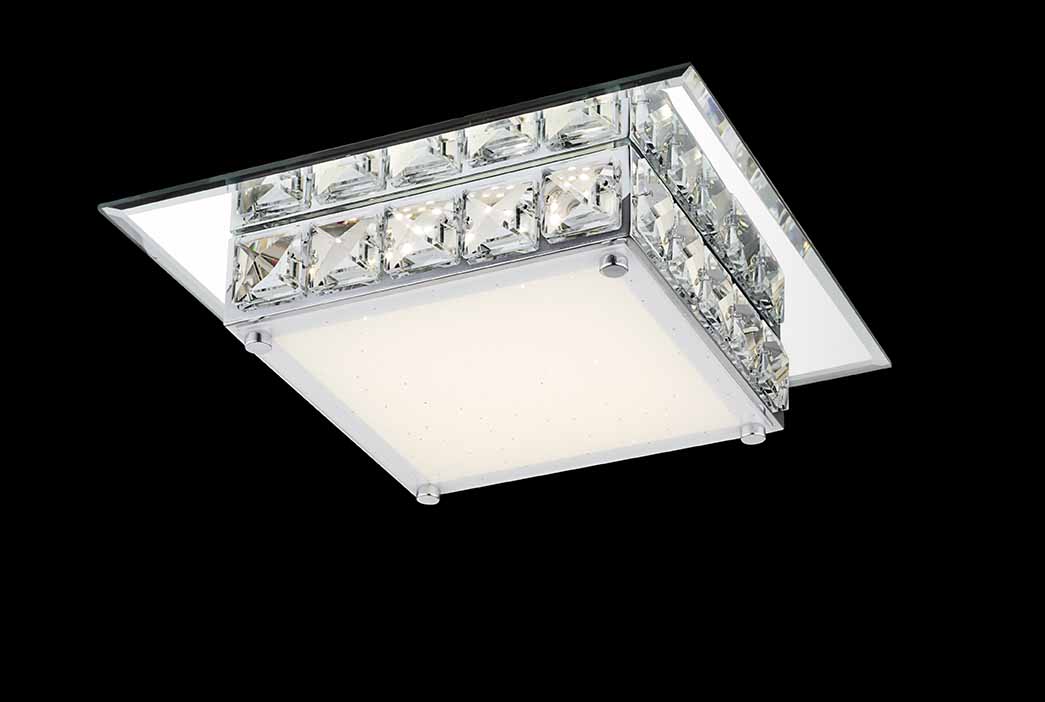 Plafonnier carré glamour chrome/cristal acrylique Globo Margo – Image 3