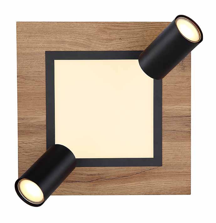 Plafonnier carré noir/brun 2 spots Globo Ulla – Image 3