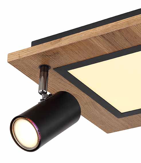 Plafonnier carré noir/brun 2 spots Globo Ulla – Image 4