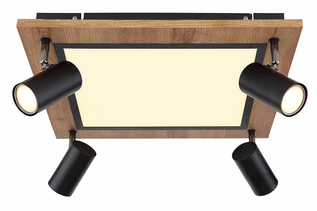 Plafonnier carré noir/brun 4 spots Globo Ulla – Image 2