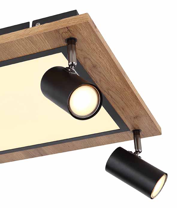 Plafonnier carré noir/brun 4 spots Globo Ulla – Image 4