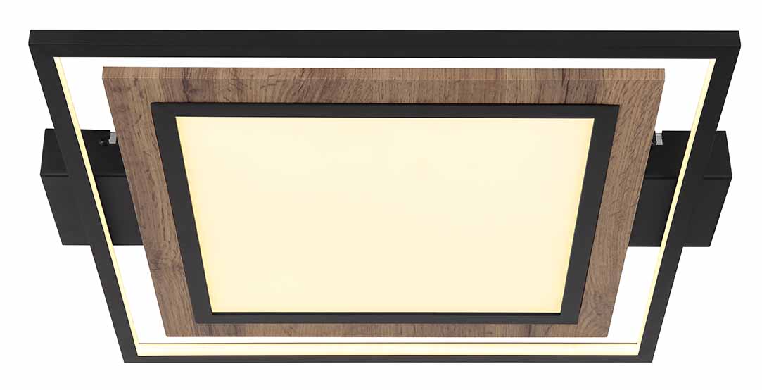 Plafonnier design carré noir/aspect bois Globo Gabaldo – Image 2