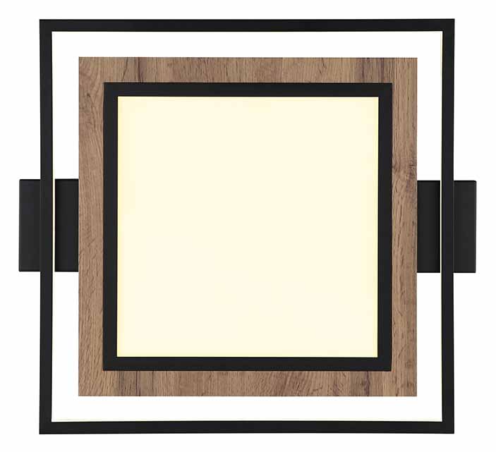 Plafonnier design carré noir/aspect bois Globo Gabaldo – Image 3