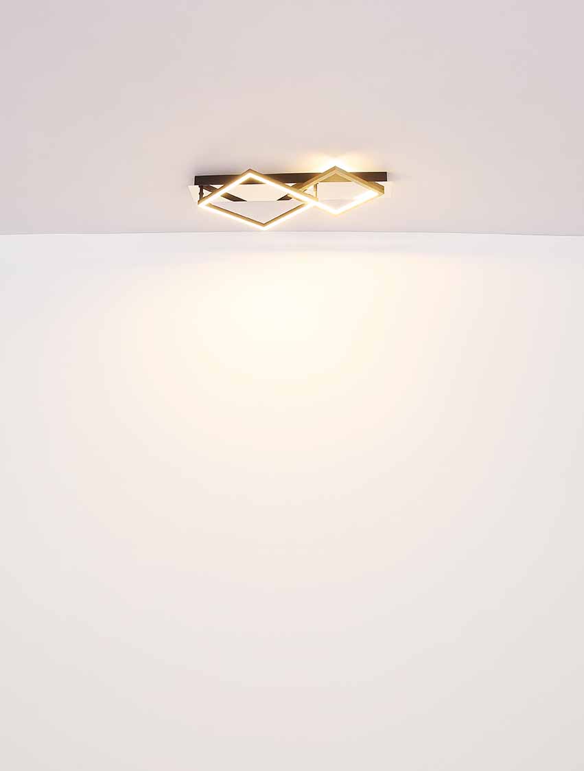 Plafonnier en forme de losange chrome/noir/or Globo Lesina – Image 4