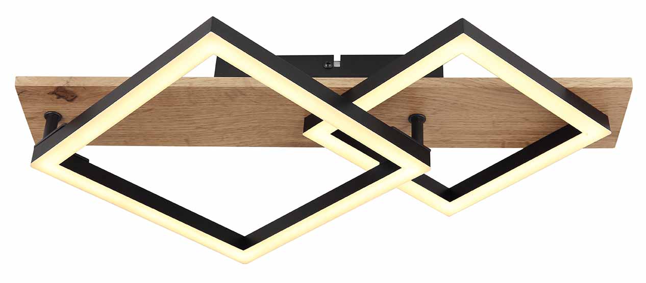 Plafonnier géométrique noir/brun métal/MDF Globo Beatrix – Image 2