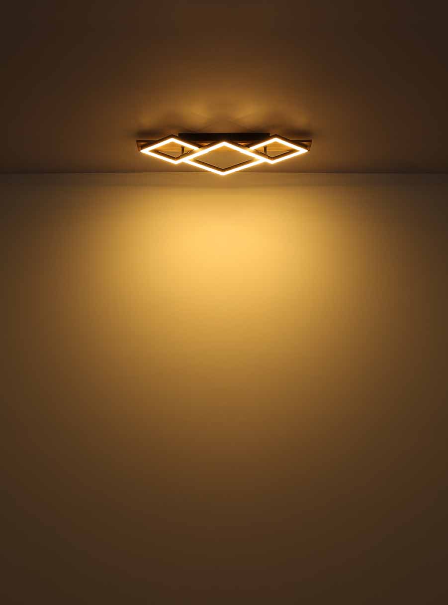 Plafonnier géométrique noir/brun métal/MDF Globo Beatrix – Image 4