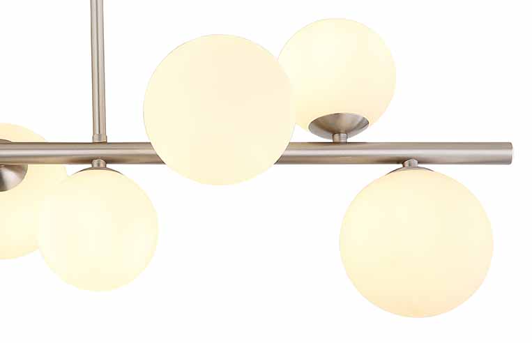 Plafonnier horizontal nickel 9 abat-jours verre opale Globo Riha – Image 3