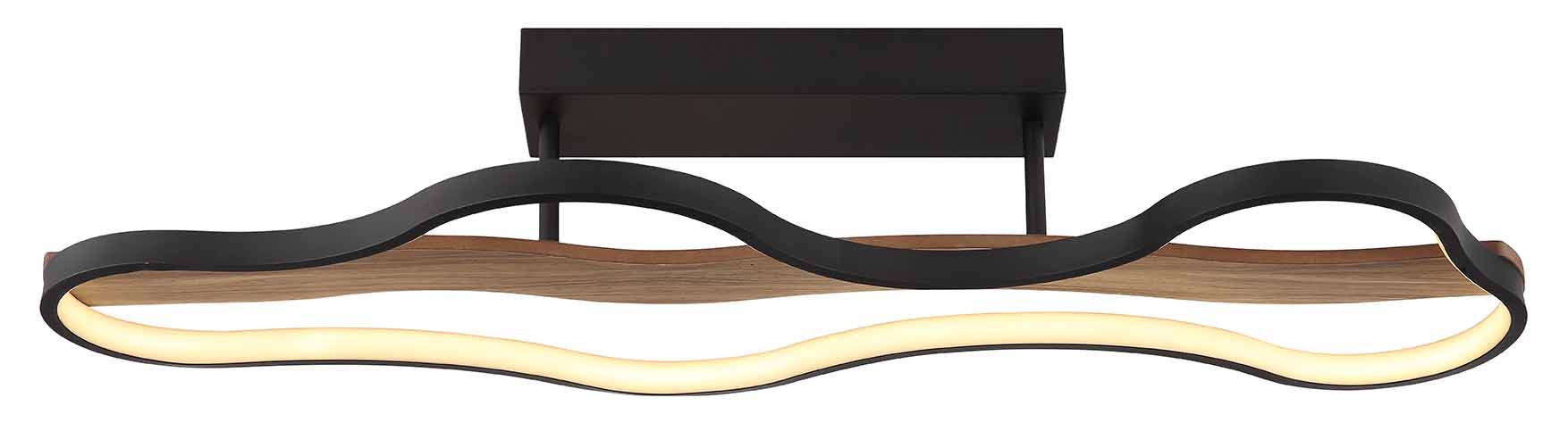 Plafonnier long rectangulaire noir/aspect bois nuage Globo Bezzy – Image 2