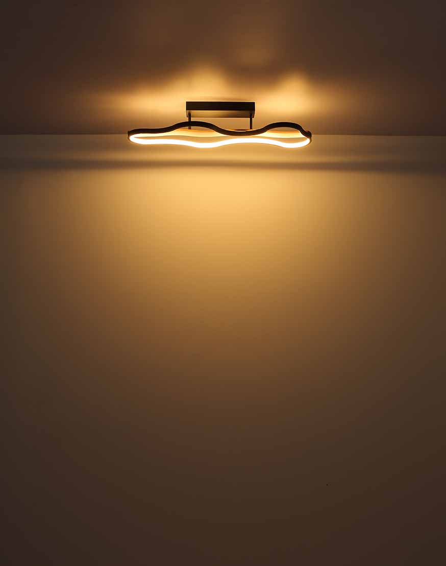 Plafonnier long rectangulaire noir/aspect bois nuage Globo Bezzy – Image 3