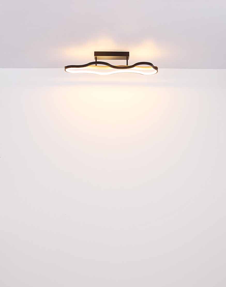 Plafonnier long rectangulaire noir/aspect bois nuage Globo Bezzy – Image 4