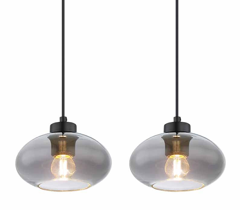 Plafonnier moderne en verre et métal noir Globo Shaun – Image 3