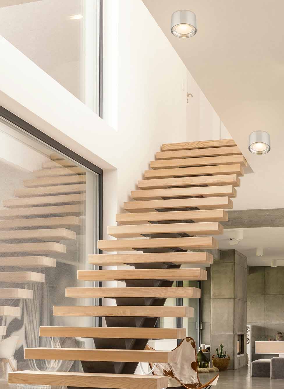 Plafonnier moderne rond en nickel Globo Serena – Image 3