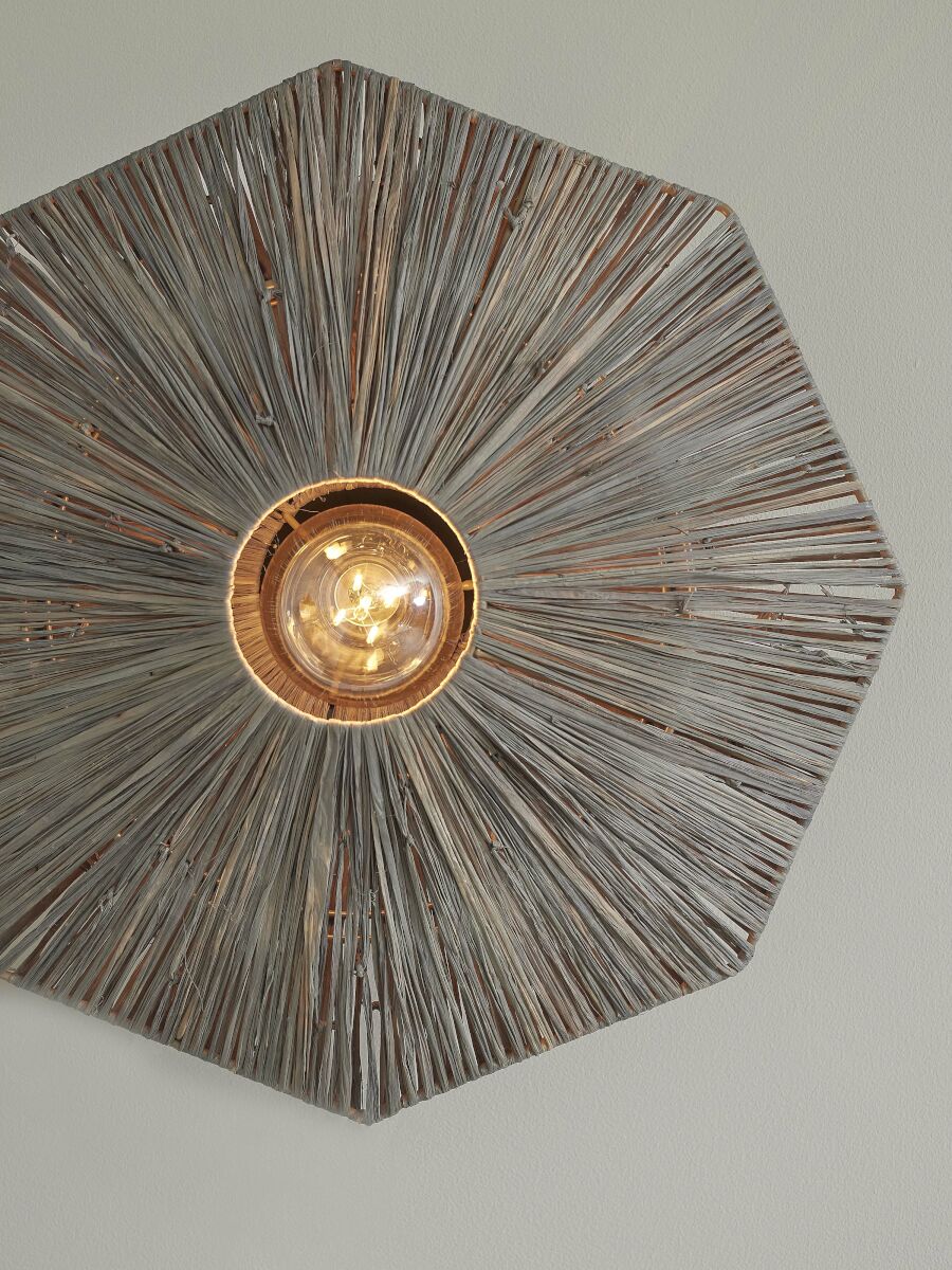 Plafonnier raphia gris octogonal GOOD&MOJO Panama – Image 2