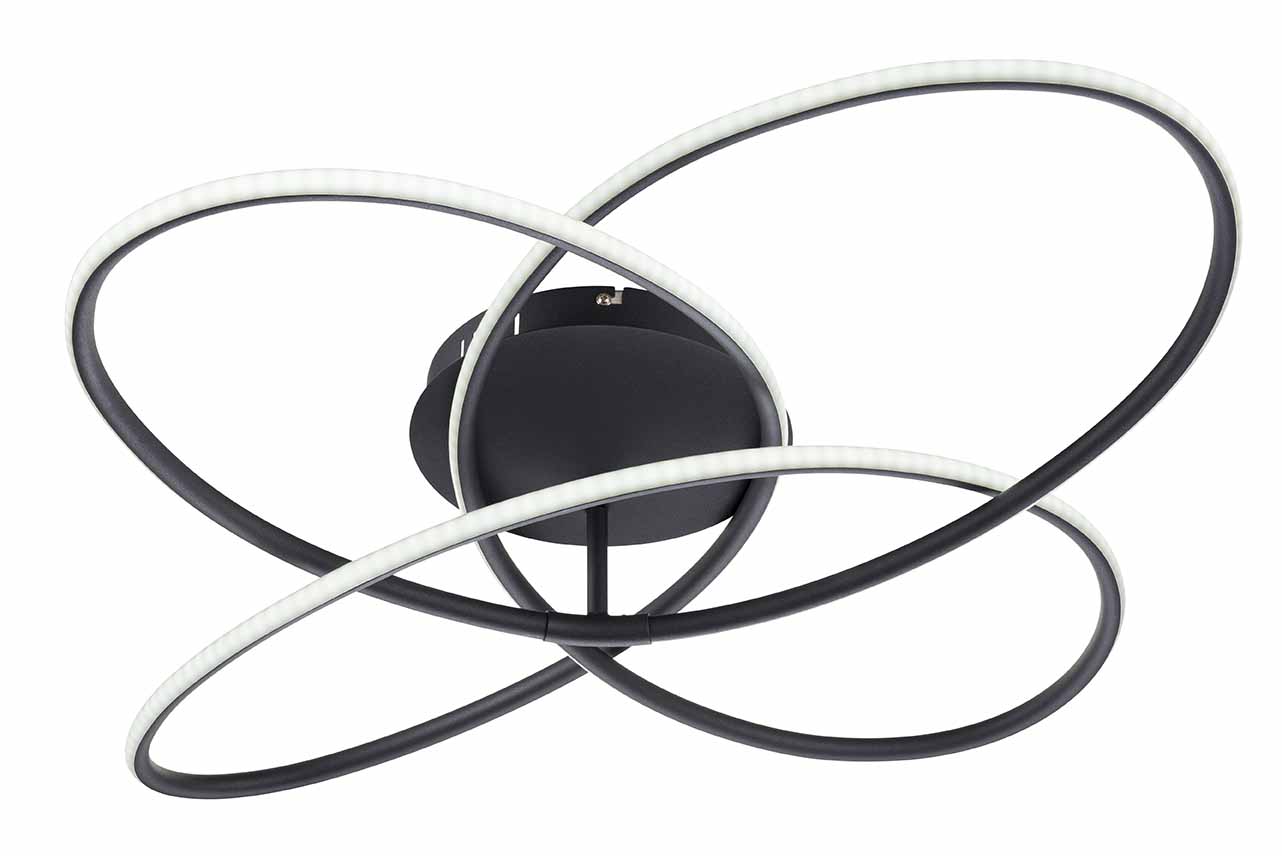 Plafonnier rond construction à anneaux noir/blanc L Globo Panda – Image 3